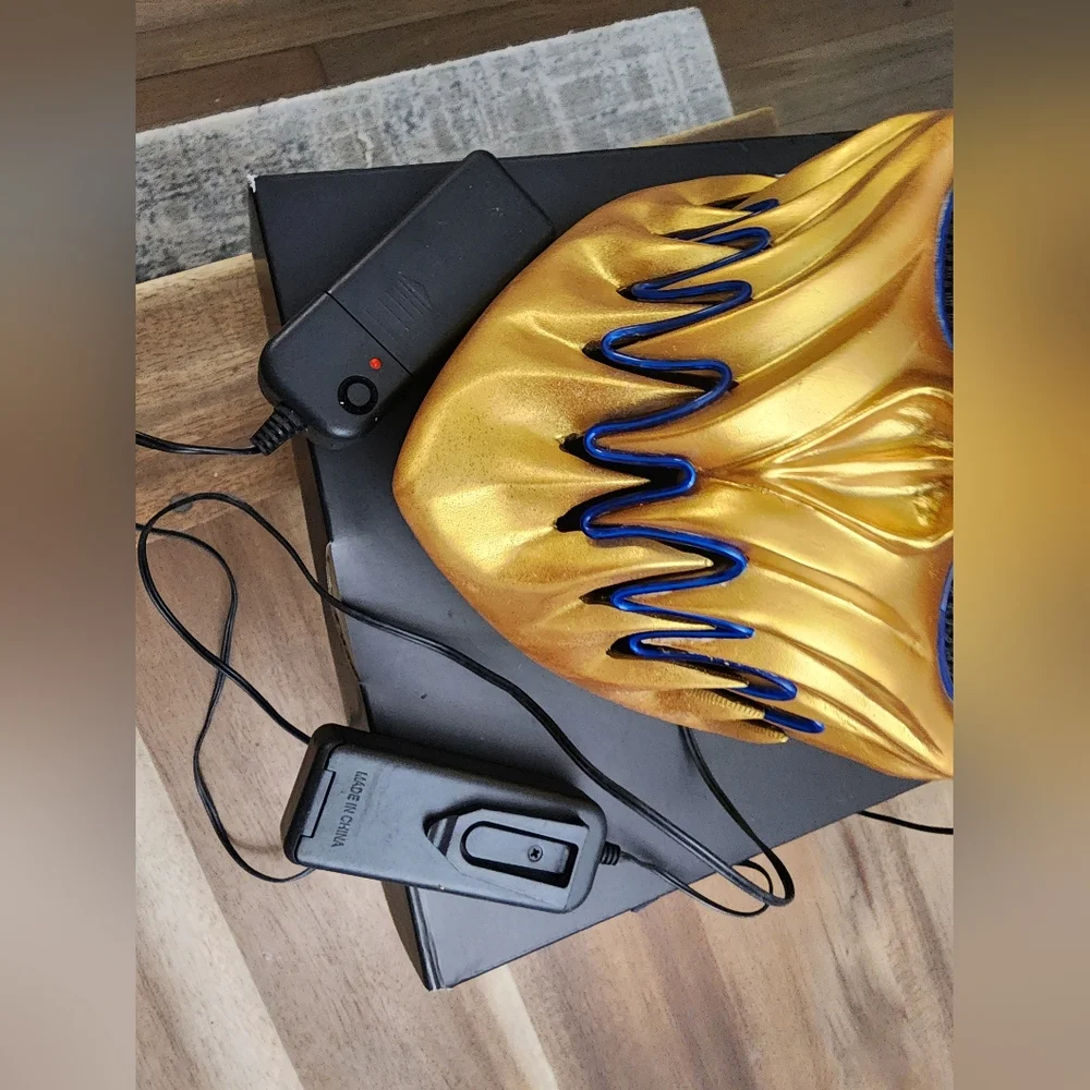 Gold LED Halloween Mask with Blue Accents